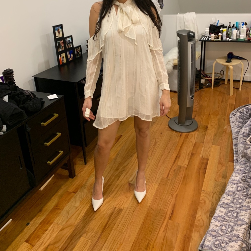 l'academie Camilla dress revolve xs white and gold stripe